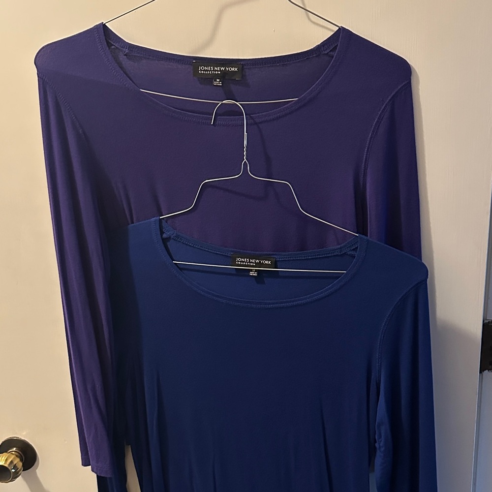 Women’s Jones New York Purple and Blue Long-Sleeve Tops SZ M